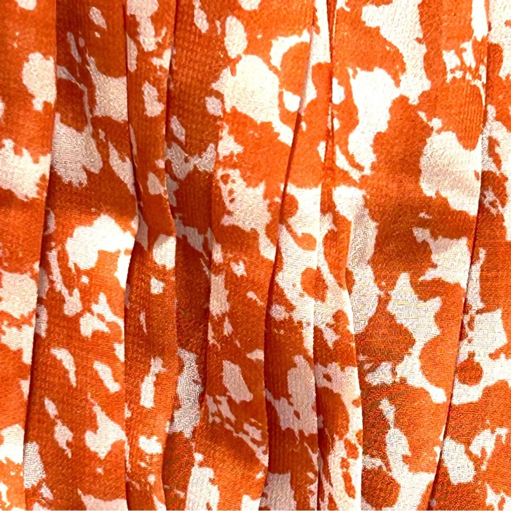 Abercrombie & Fitch Orange White Puff Sleeve Sweetheart Babydoll Top - Medium